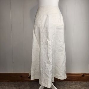 Talbots Irish Linen Midi A-Line Skirt Ivory Womens 8 Lined Cottagecore Cream